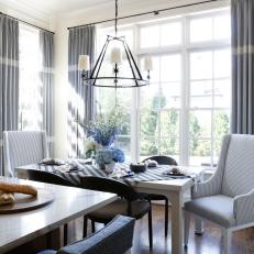 Bright Blue and White Breakfast Room