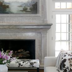 Cast Concrete Fireplace Adds Artistic Touch in Tasteful Living Room