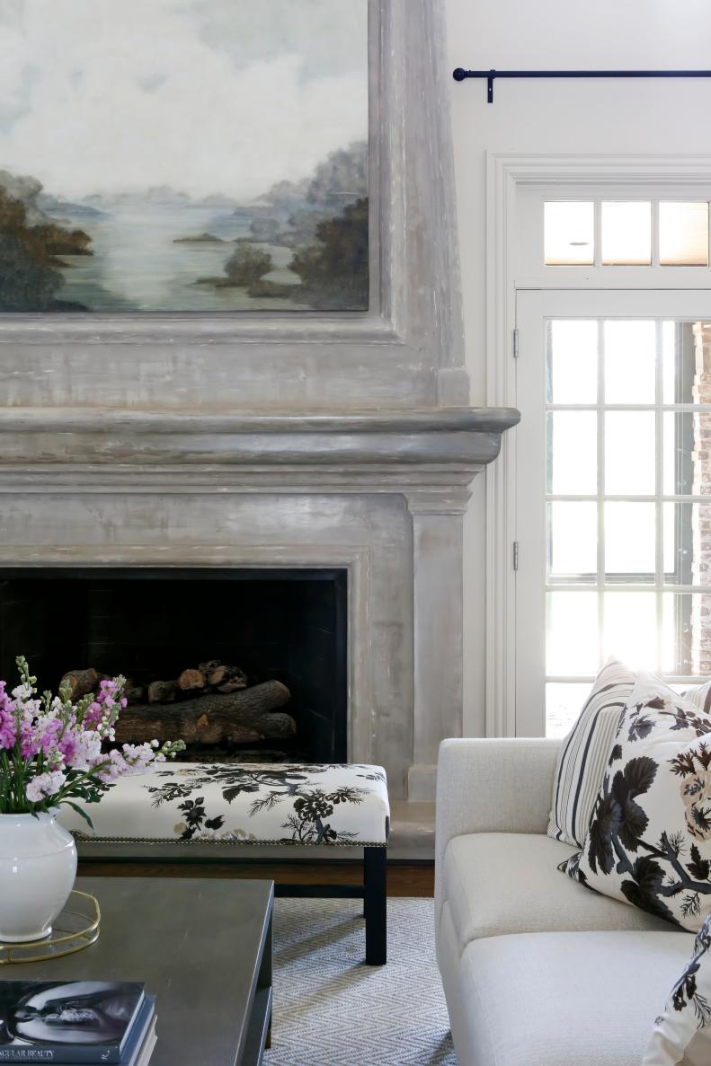 Cast Concrete Fireplace Adds Artistic Touch in Tasteful Living Room