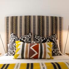 Eclectic Southwestern Bedroom With Striped Headboard
