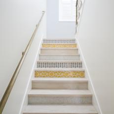 White Stairs With Tile Fronts
