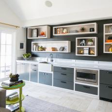 Contemporary Kitchenette With Box Shelves