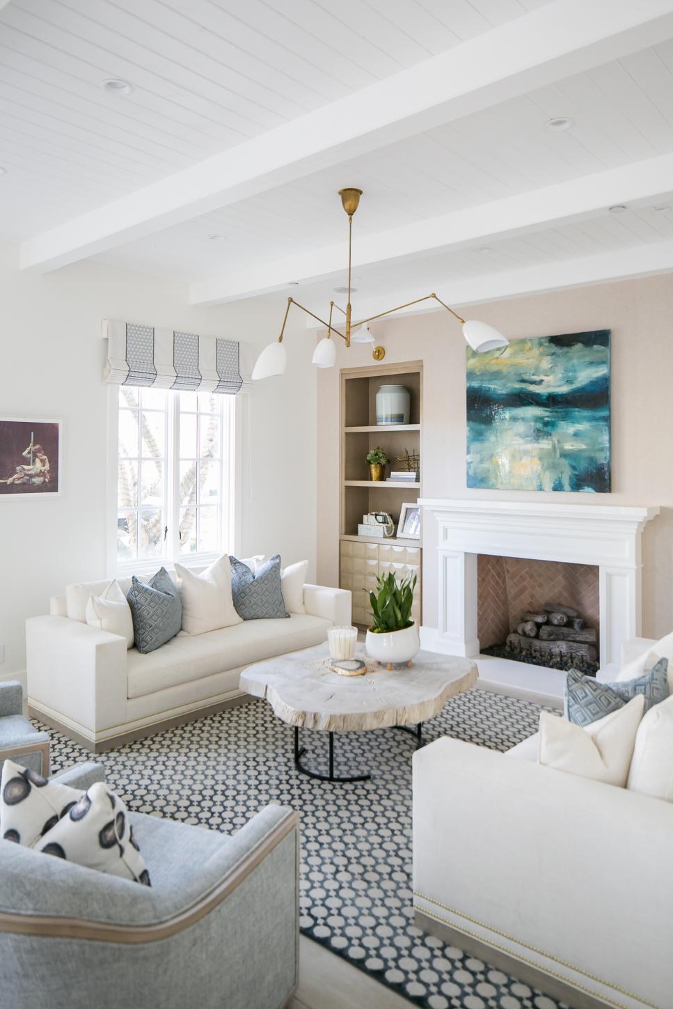 Contemporary Living Room With Striped Shade Hgtv
