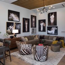 Contemporary Living Room With Horse Photos