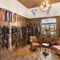 Tack Room With Horseshoe Hooks