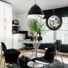 Black and White Breakfast Nook With Rug