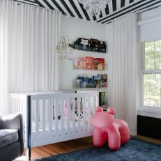 Contemporary Nursery With Striped Ceiling