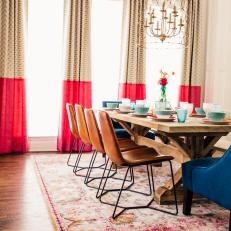 Eclectic Dining Room With Blue Bowls