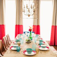 Eclectic Dining Room With Pink Plates