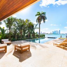 Modern Waterfront Patio With Miami View