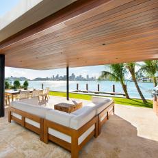 Covered Waterfront Patio With Sectional