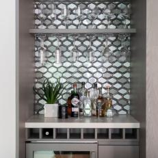 Art Deco Bar With Mirrored Hexagon Tiles