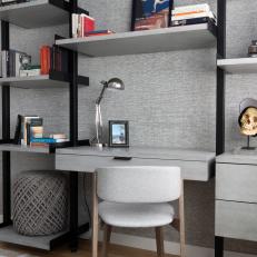 Gray Home Office With Tan Rug