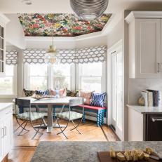 Multicolored Breakfast Nook With Vaulted Ceiling