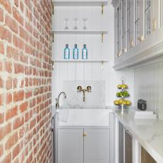 Brick Wall in Cozy Butler's Pantry