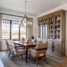 Neutral Dining Room With Striped Chairs