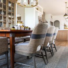Neutral Contemporary Dining Room With Striped Chairs