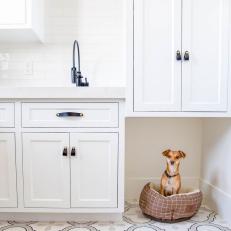 White Cabinets and Dog Bed