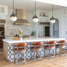 Contemporary Kitchen With Leather Barstools