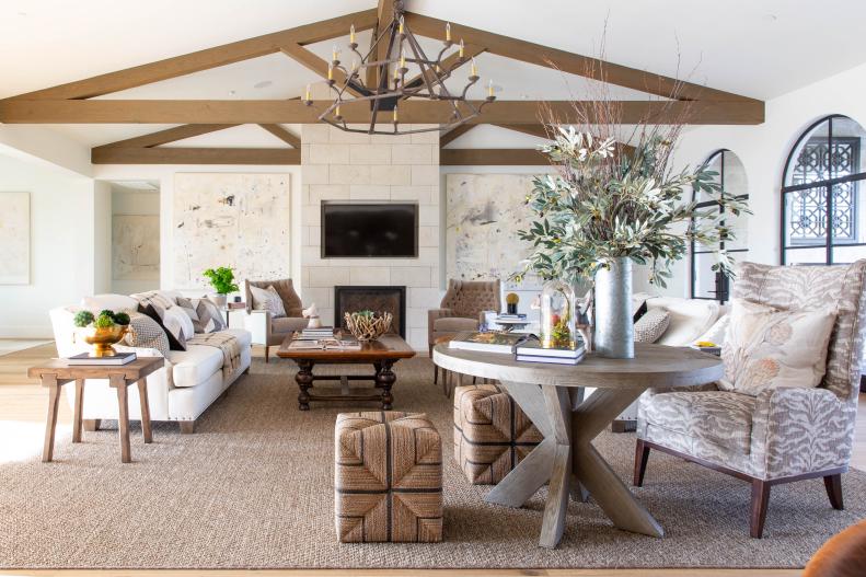 Neutral Living Room With Cube Stools