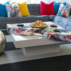 Teen Game Room With Colorful Tablecloth