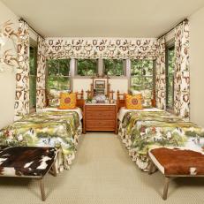 Ranch House Guest Room Features Bold Patterns 