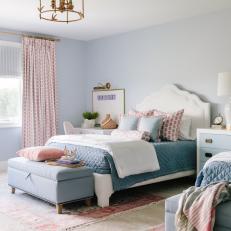 Blue Shabby Chic Bedroom With Storage Bench