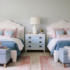 Blue and Red Shabby Chic Bedroom