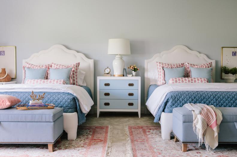 Blue and Red Shabby Chic Bedroom