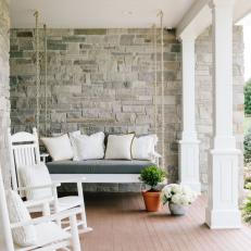 Porch With White Rocking Chairs