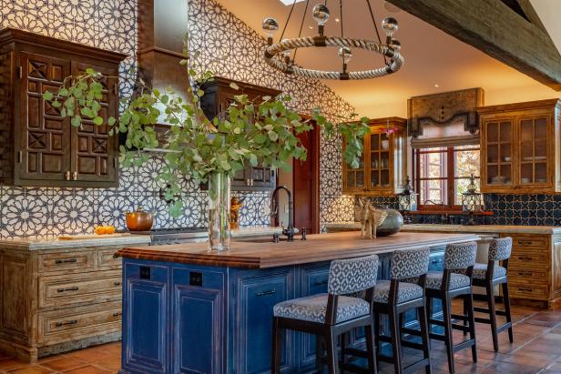 Tour A Mediterranean Chef’s Kitchen With Spectacular Tile And Deep Blue ...