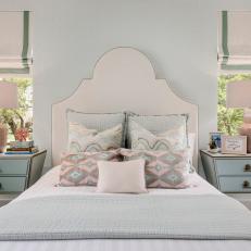 Pastel Cottage Bedroom With Pink Lamps