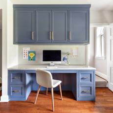 Built-In Desk and Blue Cabinets