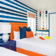 Bold Guest Bedroom With Boathouse Design