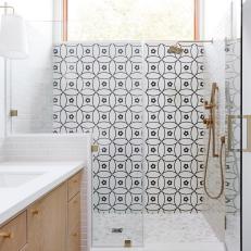 Encaustic Tile Wall Defines Distinctive Bathroom