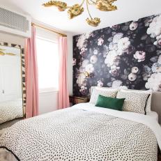 Pink Bedroom with Floral Wallpaper
