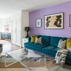 Modern Purple Living Space with Velvet Sofa