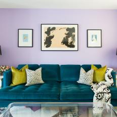 Modern Living Room with Purple Accent Wall
