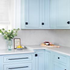 Custom Face-Frame Cabinets in Powder-Blue Kitchen