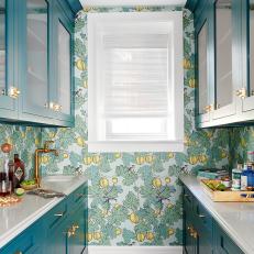Lively Butler's Pantry in Teal, Green and Yellow