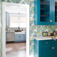 Teal Butler's Pantry Is Feisty Friend to Graceful Blue Kitchen