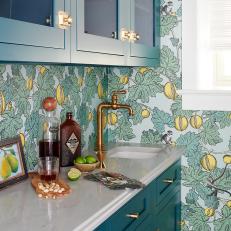 Vintage Gold Faucet in Playful Butler's Pantry 