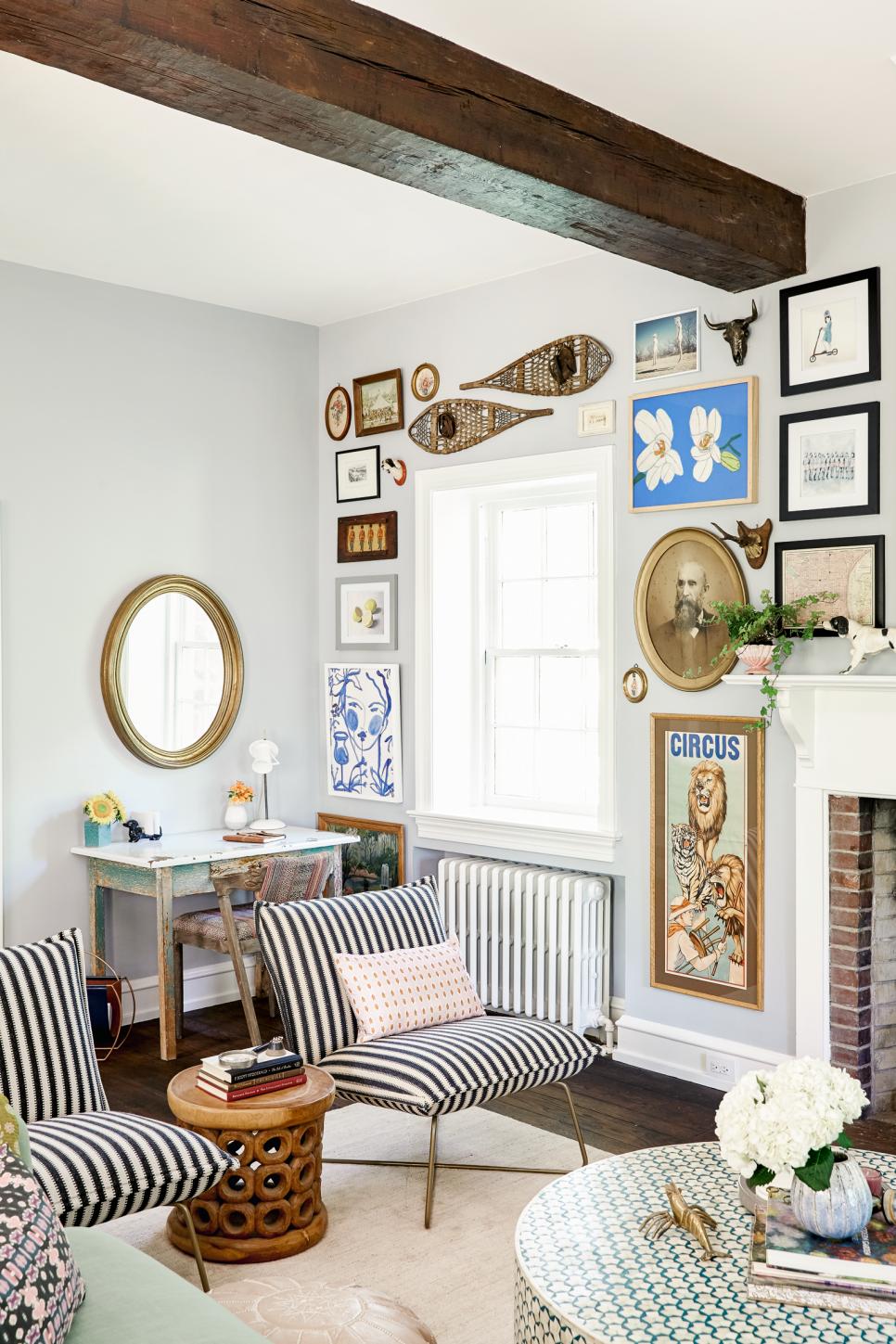Distressed Schoolhouse Desk Makes For Cozy Living Room Office Corner Hgtv