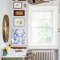 Architectural Elements as Antique Accents in Fun Living Room