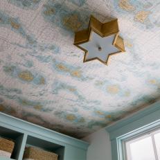 Wallpapered Ceiling Is a Cheerful Addition 