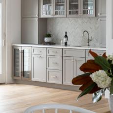 Quiet Gray Cabinetry in Beautiful Butler's Pantry