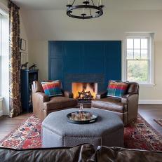 Navy Blue Study with Fireplace