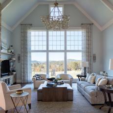 Vaulted Ceilings in Transitional Living Room