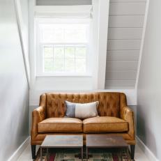 Reading Nook With Tufted Leather Love Seat