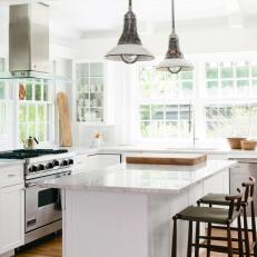 Bright, White Cottage Kitchen Flooded With Natural Light